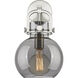 Downtown Urban Newton Sphere Armed Sconce Wall Light in Satin Nickel, Plated Smoke