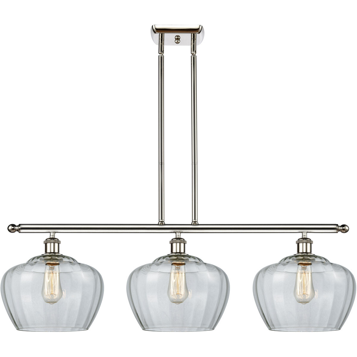 Ballston Large Fenton LED 38 inch Polished Nickel Island Light Ceiling Light in Clear Glass, Ballston