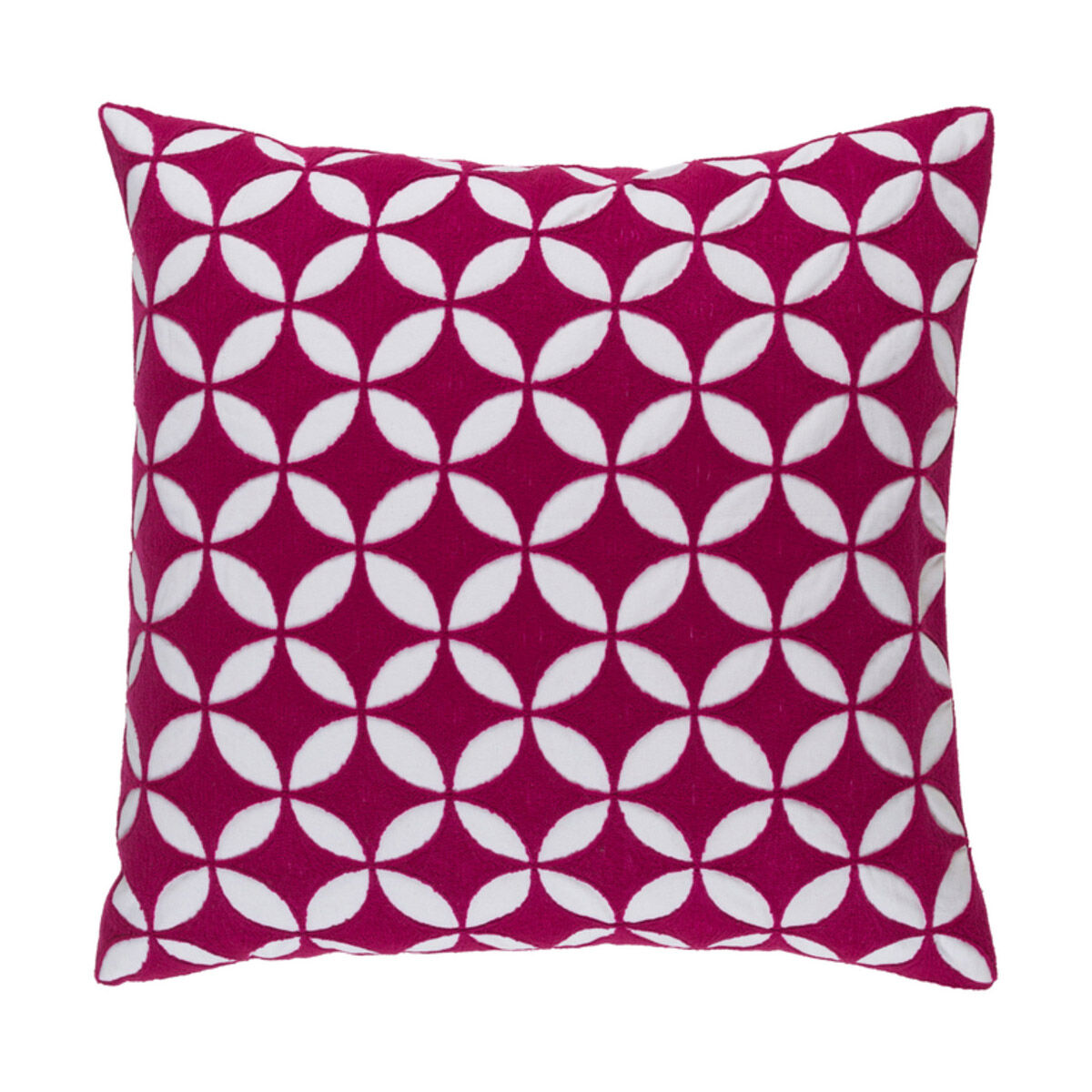 Perimeter 20 X 20 inch Bright Pink and White Throw Pillow