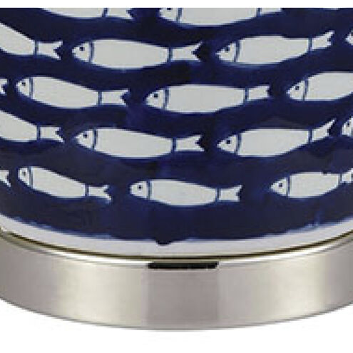 Azul Baru 27 inch 150.00 watt Blue with Brushed Steel Table Lamp Portable Light
