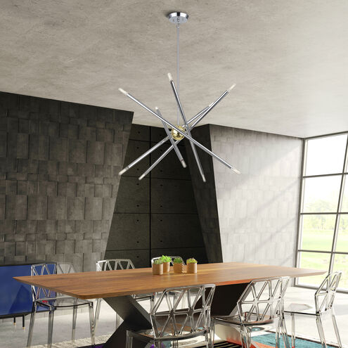 Soho 10 Light 28 inch Polished Chrome with Polished Brass Accents Chandelier Ceiling Light