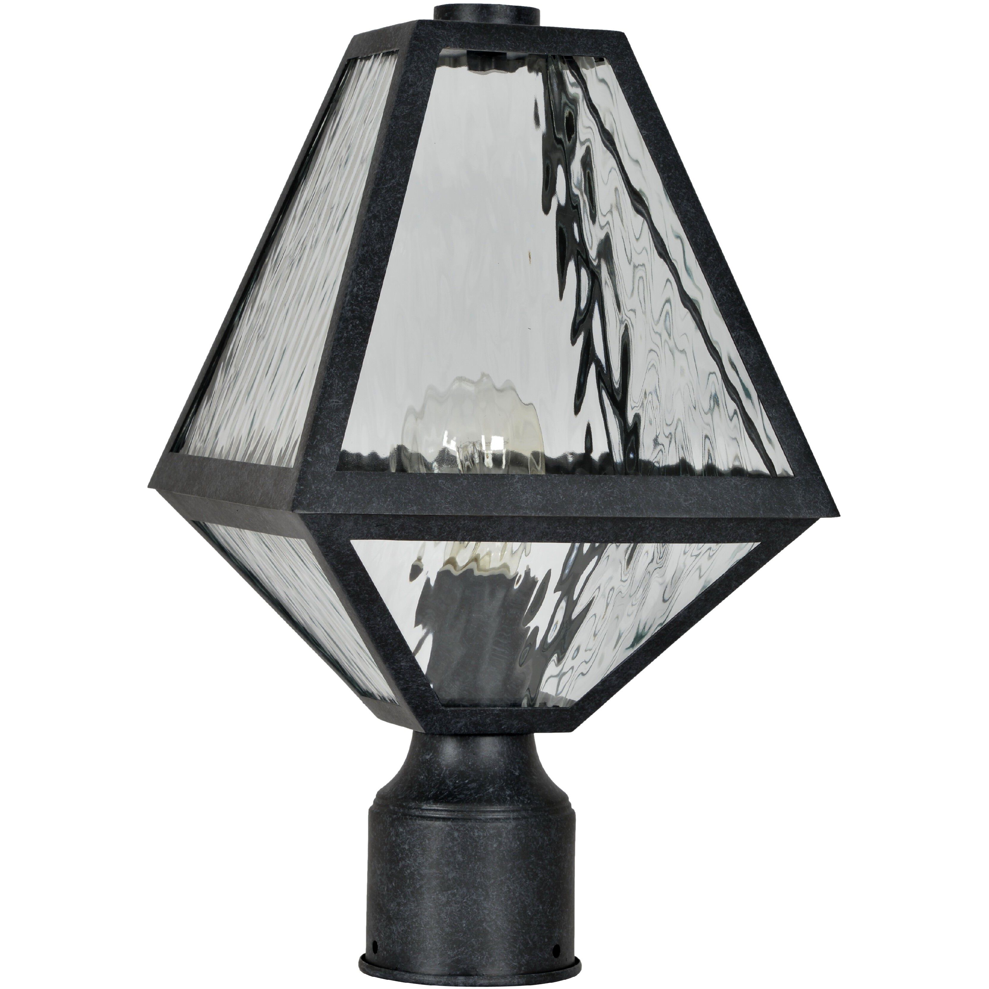 Glacier 1 Light 14 inch Black Charcoal Outdoor Post in Water