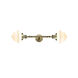 Franklin Restoration Small Oxford 2 Light 8 inch Antique Brass Bath Vanity Light Wall Light in Incandescent, Matte White Glass, Franklin Restoration