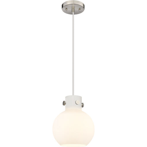 Downtown Urban Newton Sphere 1 Light 8 inch Satin Nickel Mini Pendant Ceiling Light in Matte White