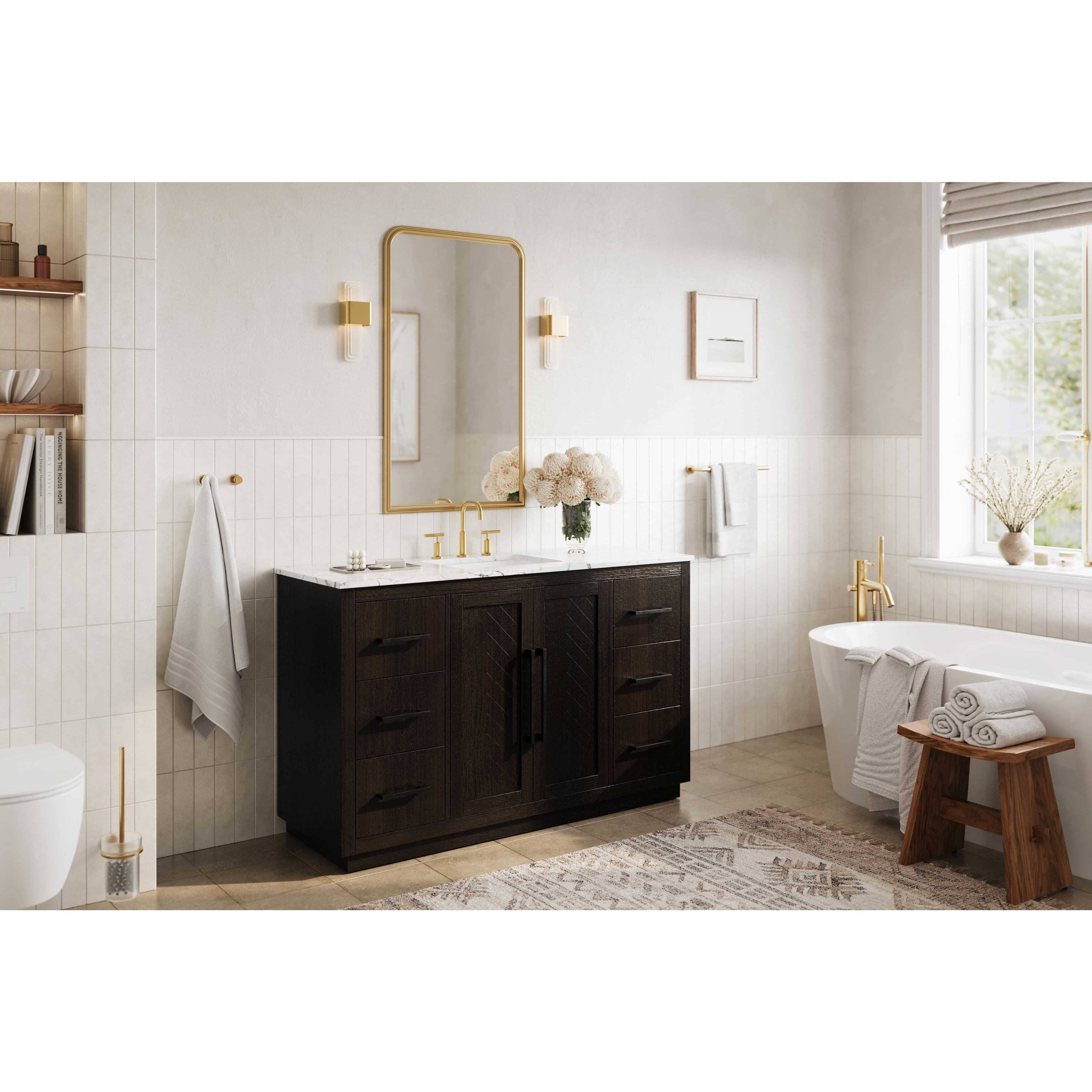 Chase 54 X 34 inch Chocolate Oak Bathroom Vanity Cabinet