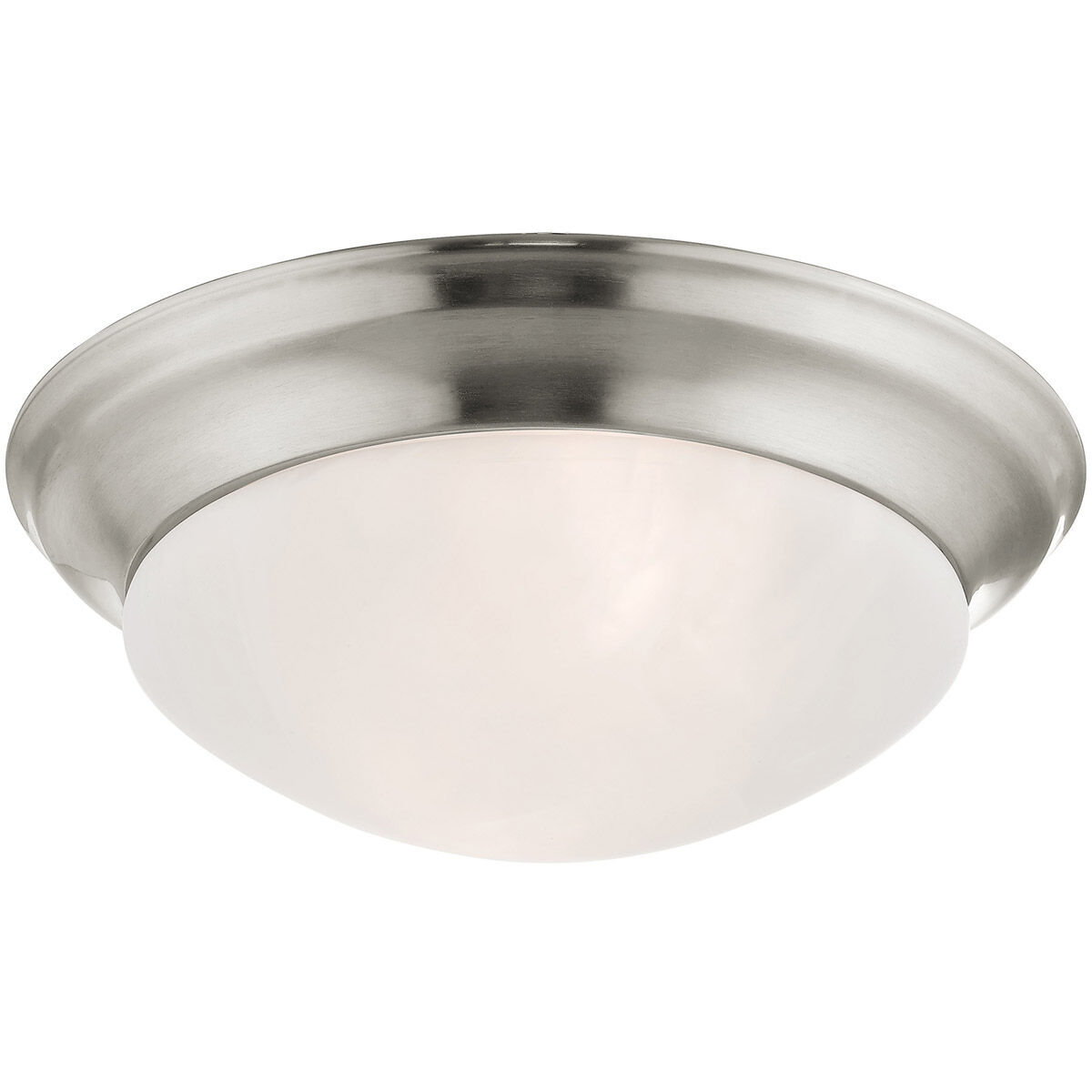 Omega 2 Light 14 inch Brushed Nickel Flush Mount Ceiling Light