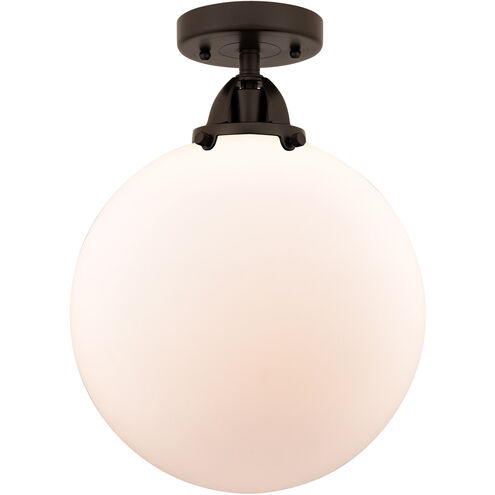 Nouveau 2 Beacon LED 12 inch Oil Rubbed Bronze Semi-Flush Mount Ceiling Light in Matte White Glass