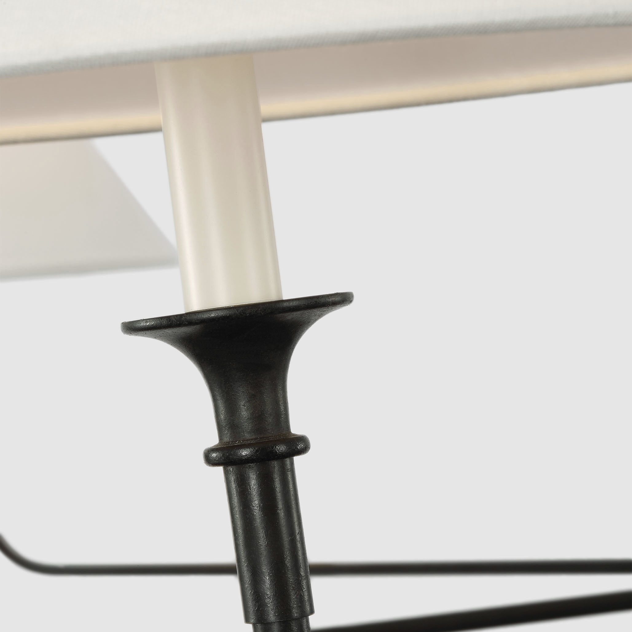 Thomas O'Brien Piaf LED 72 inch Aged Iron and Ebonized Oak Chandelier Ceiling Light, Oversized