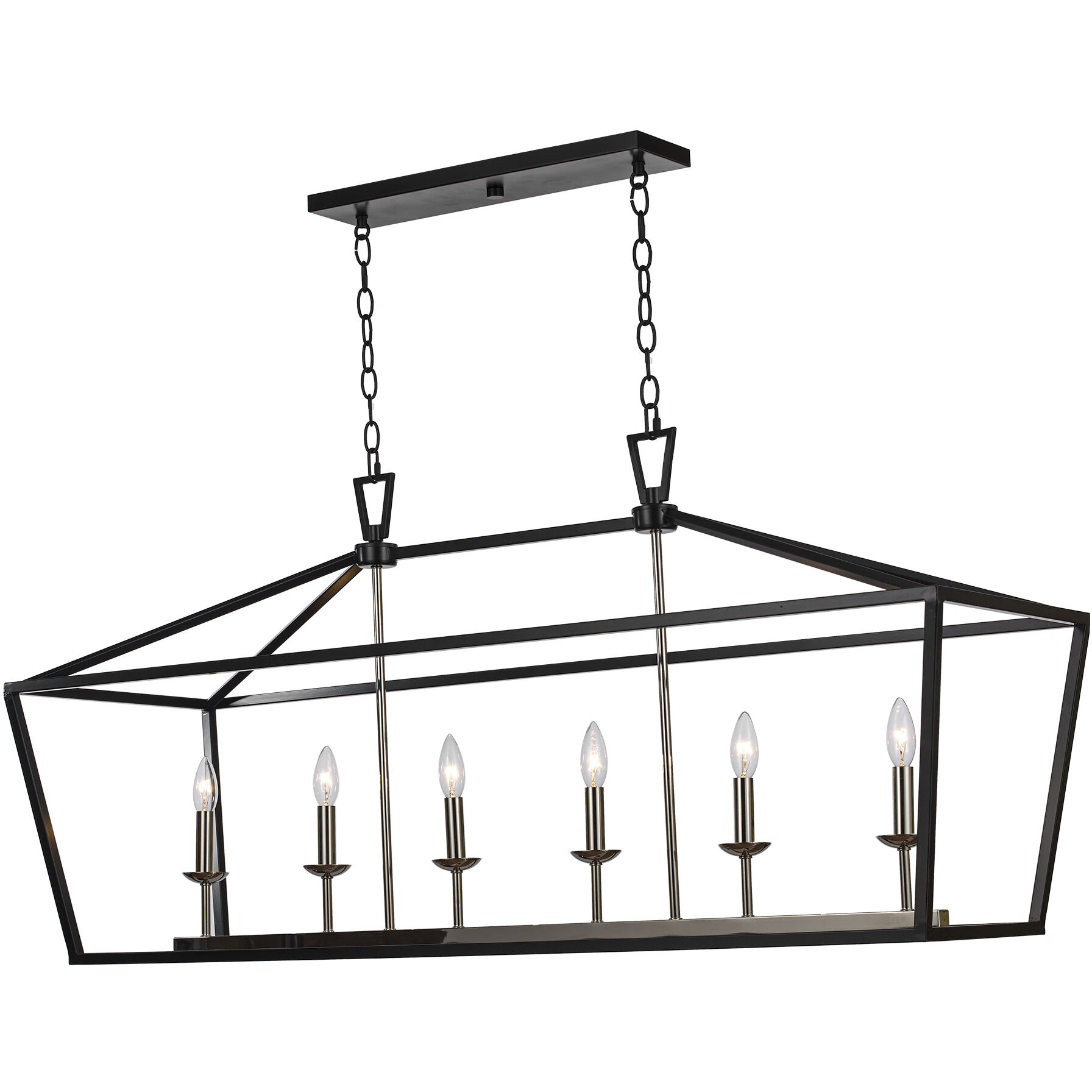 Lacey 6 Light 49 inch Polished Chrome and Black Pendant Ceiling Light