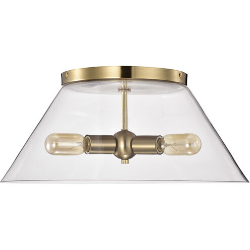 Dover 3 Light 20 inch Vintage Brass Flush Ceiling Light