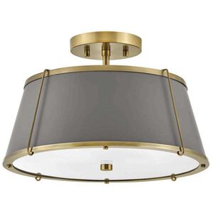 Clarke LED 15 inch Lacquered Dark Brass with Dark Matte Grey Indoor Semi-Flush Mount Ceiling Light