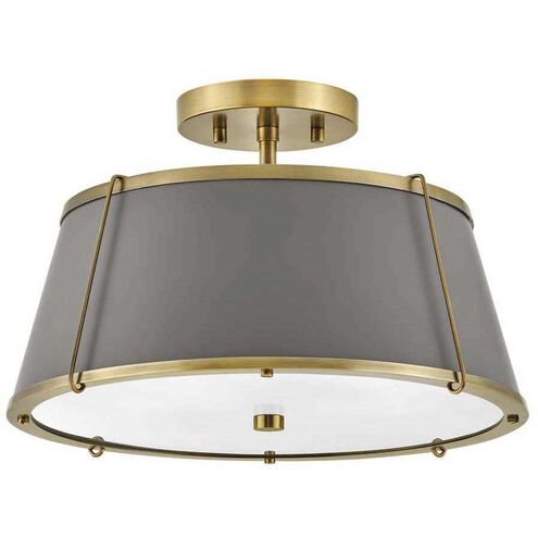 Clarke 2 Light 15 inch Lacquered Dark Brass with Dark Matte Grey Indoor Semi-Flush Mount Ceiling Light