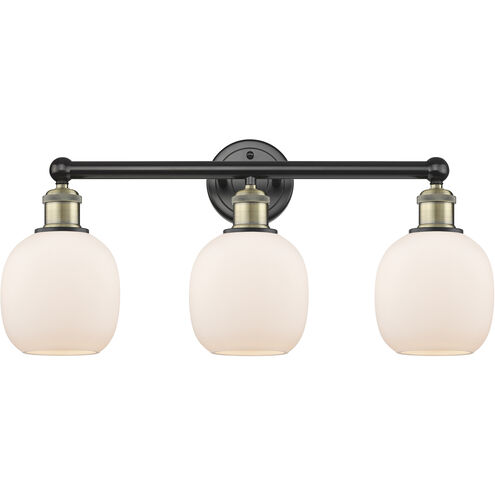 Belfast 3 Light 24 inch Black Antique Brass Bath Vanity Light Wall Light in Matte White