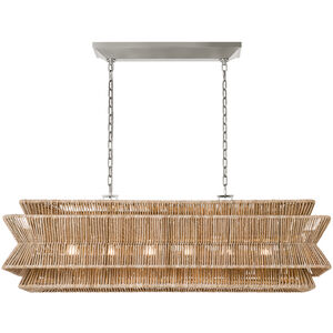 Chapman & Myers Antigua LED 54 inch Polished Nickel and Natural Abaca Linear Pendant Ceiling Light