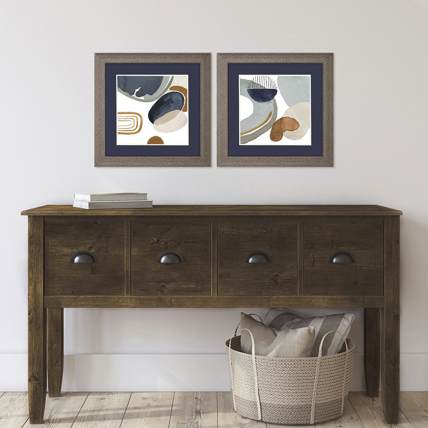 Abstract Blue and Orange and Gray Framed Art, Propac