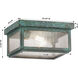 Branford 2 Light 10.25 inch Verde Green Outdoor Semi Flush in Seedy Glass, Brass Traditions by InnovationsLighting