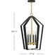 Sammi 4 Light 17 inch Black with Lacquered Brass Pendant Ceiling Light