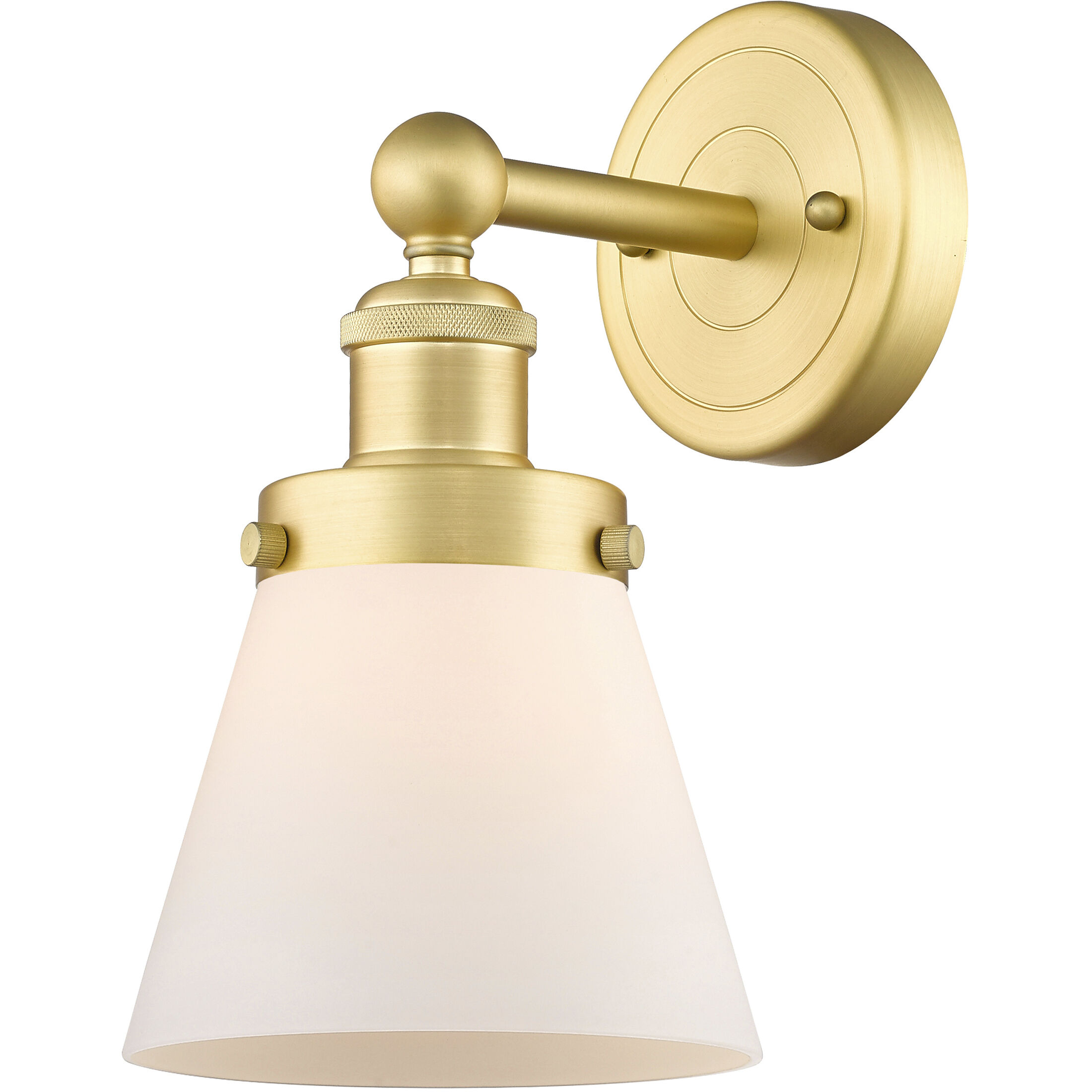 Cone 1 Light 6.5 inch Satin Gold Sconce Wall Light in Matte White Glass, Small