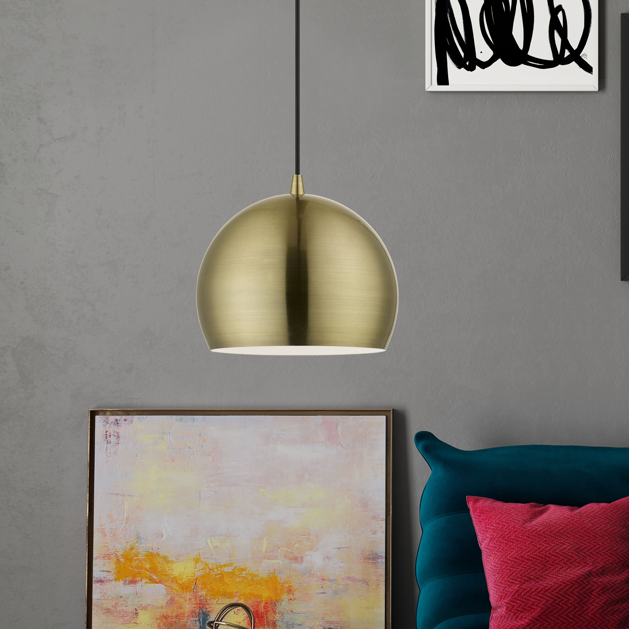 Piedmont 1 Light 10 inch Antique Brass Pendant Ceiling Light