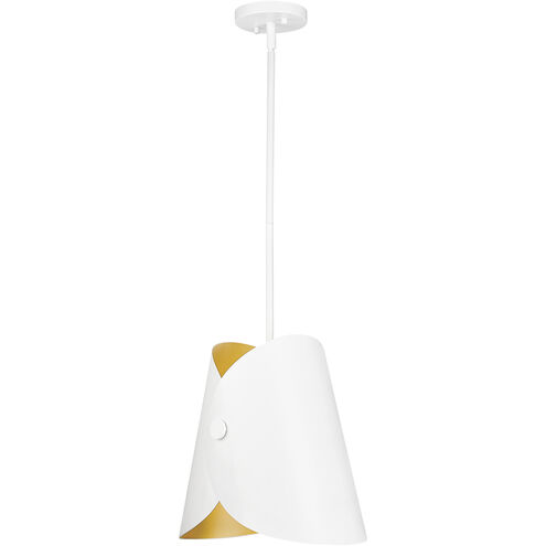 Salone 1 Light 10 inch Matte White Pendant Ceiling Light in Matte White Outer, Gold Inner