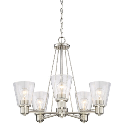 Printers Row 5 Light 24 inch Satin Platinum Chandelier Ceiling Light