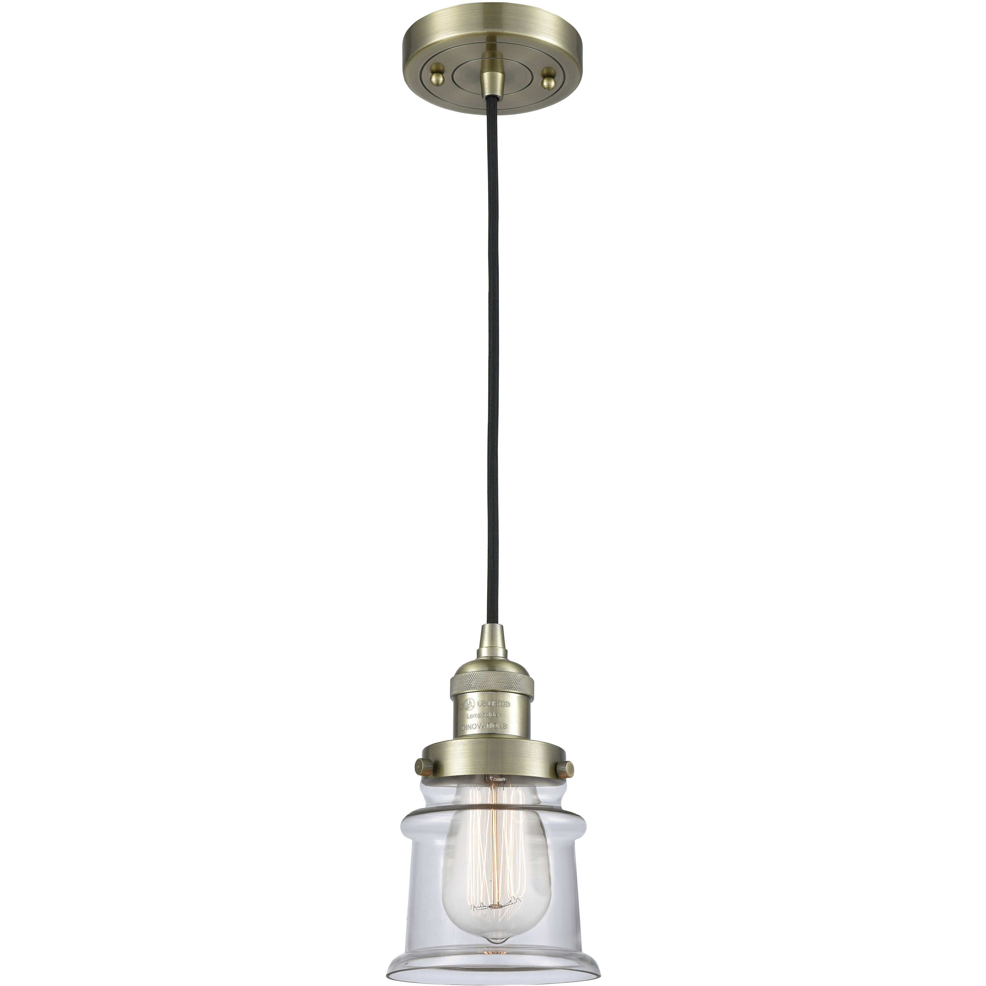 Franklin Restoration Canton 1 Light 6 inch Antique Brass Mini Pendant Ceiling Light in Incandescent, Clear, Franklin Restoration