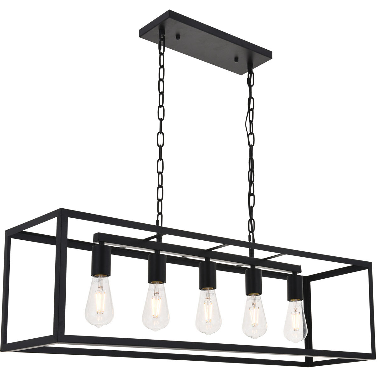Resolute 5 Light 38 inch Black Pendant Ceiling Light