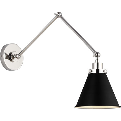 C&M by Chapman & Myers Wellfleet 26 inch 75 watt Midnight Black and Polished Nickel Task Sconce Wall Light in Midnight Black / Polished Nickel