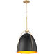 Jamie 3 Light 18.25 inch Matte Black and Aged Brass Pendant Ceiling Light