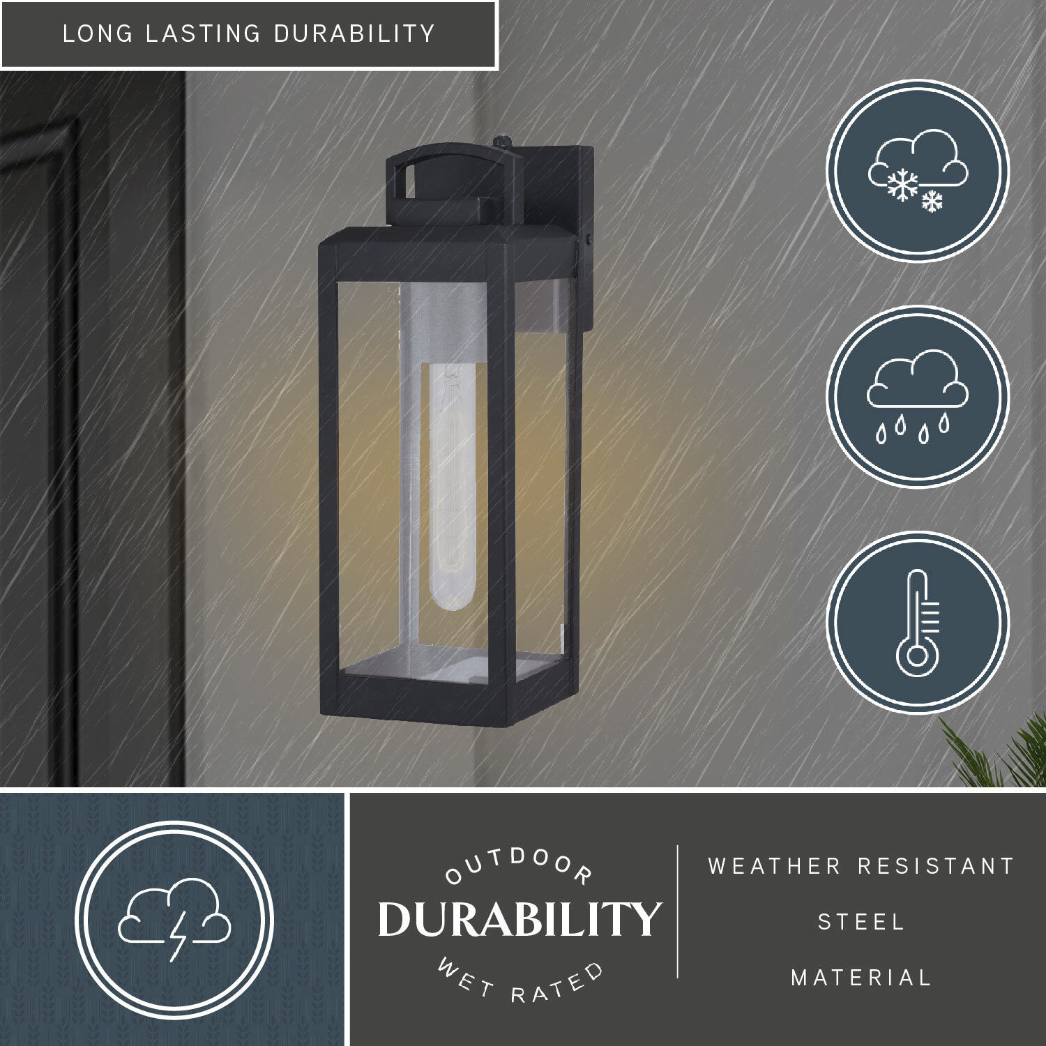 Kinzie LED 14.25 inch Textured Black Outdoor Wall