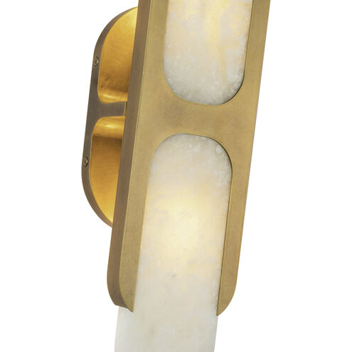 Odin 2 Light 17 inch Vintage Brass ADA Wall Sconce Wall Light in Vintage Brass and Alabaster