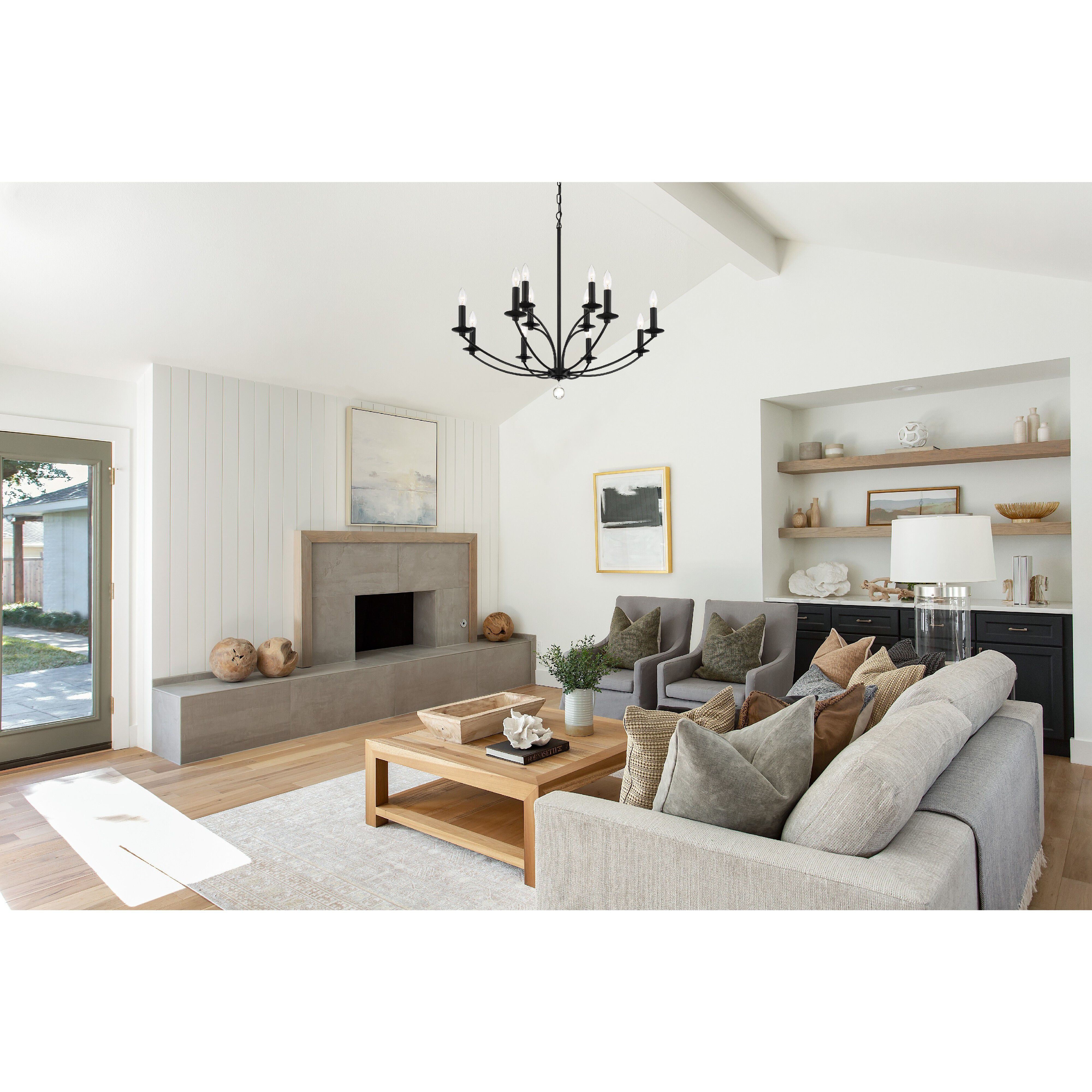 Mila 12 Light 32 inch Black Chandelier Ceiling Light