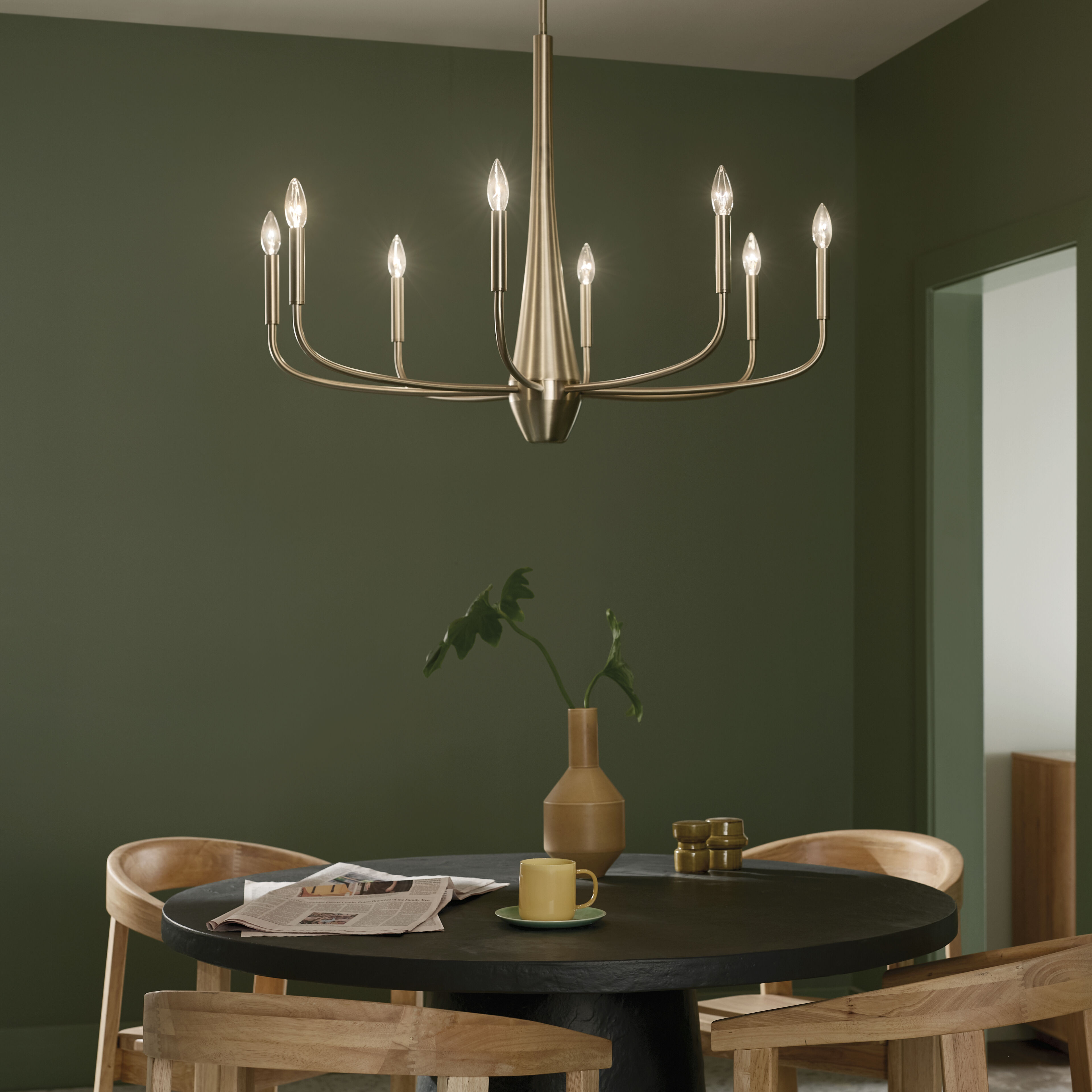Brushed gold dining room chandelier top