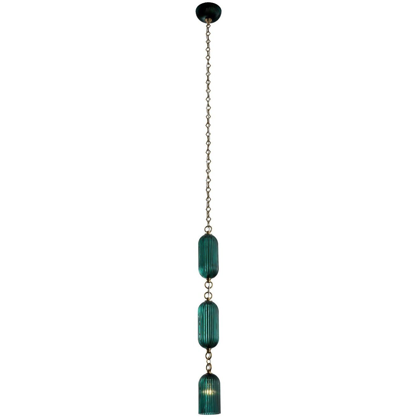 Verde 1 Light 4 inch Satin Brass Mini Pendant Ceiling Light in Fluted Green Glass