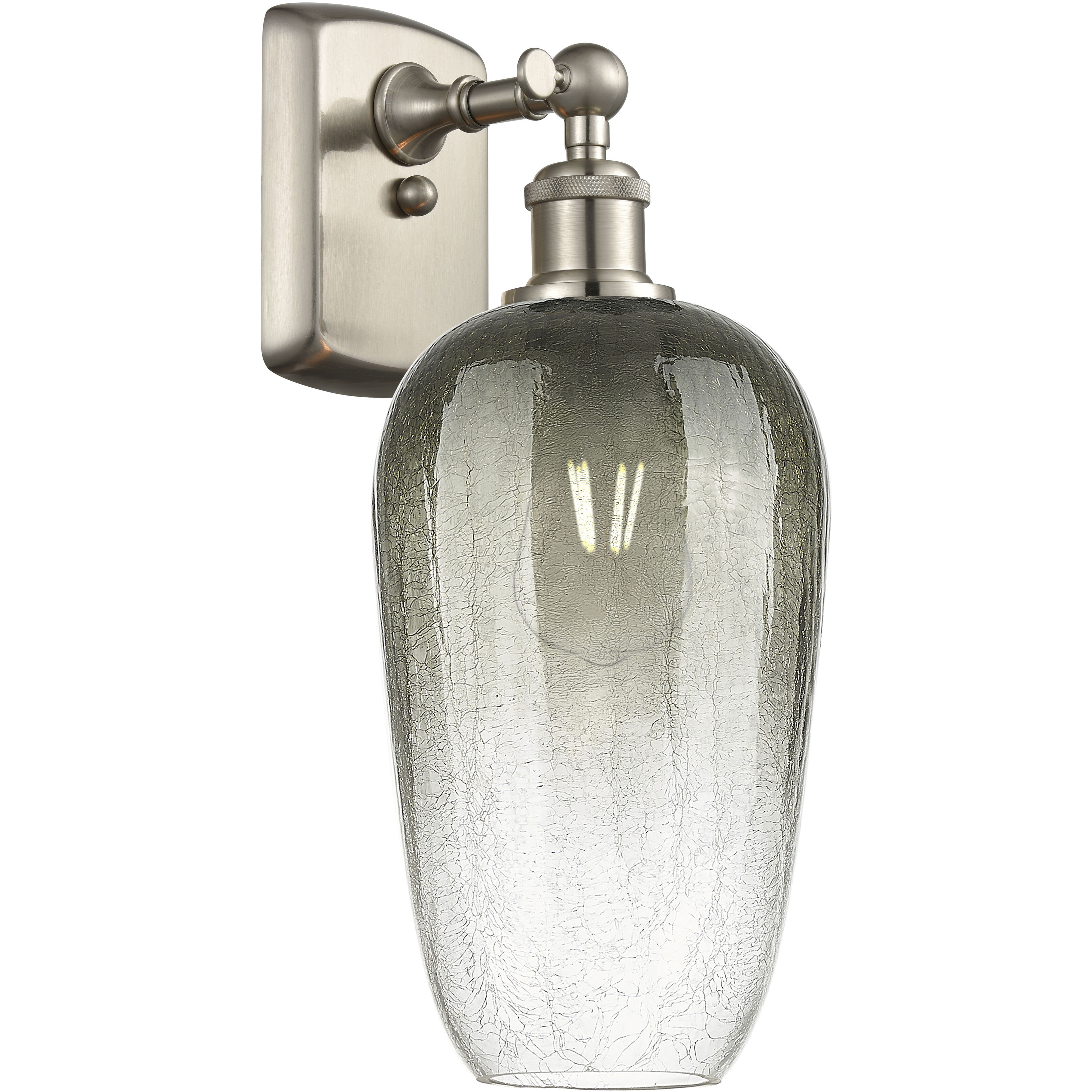 Ballston Brookhaven Flute Armed Sconce Wall Light in Brushed Satin Nickel, Slate Glass