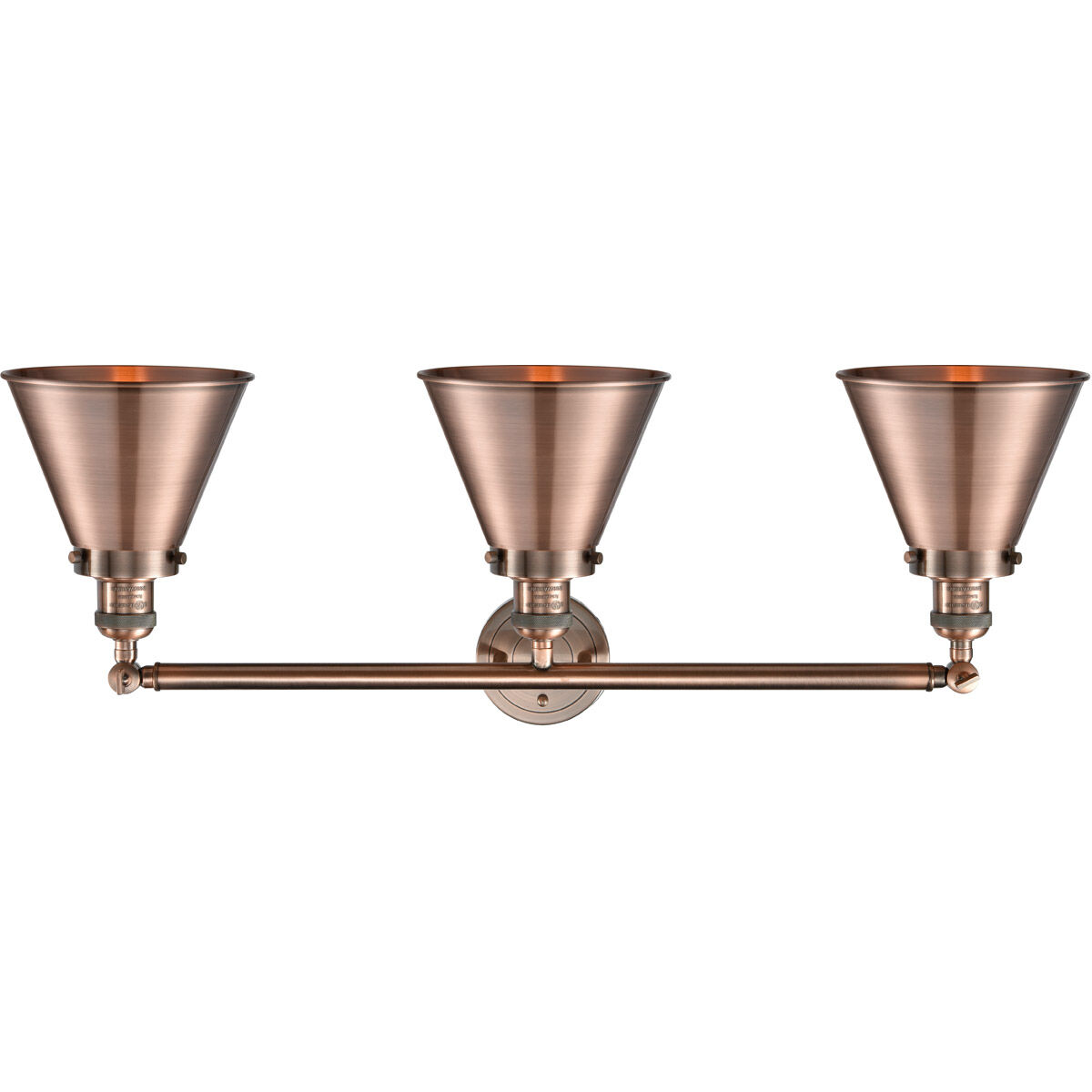 Franklin Restoration Appalachian 3 Light 32 inch Antique Copper Bath Vanity Light Wall Light, Franklin Restoration