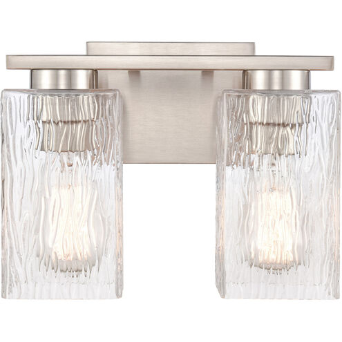 Juneau LED 11 inch Satin Nickel Bath Vanity Light Wall Light in Clear Rippled Glass