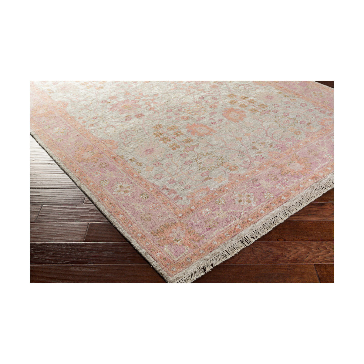 Maeva 108 X 72 inch Peach/Bright Pink/Ivory/Cream Rugs, Wool and Viscose