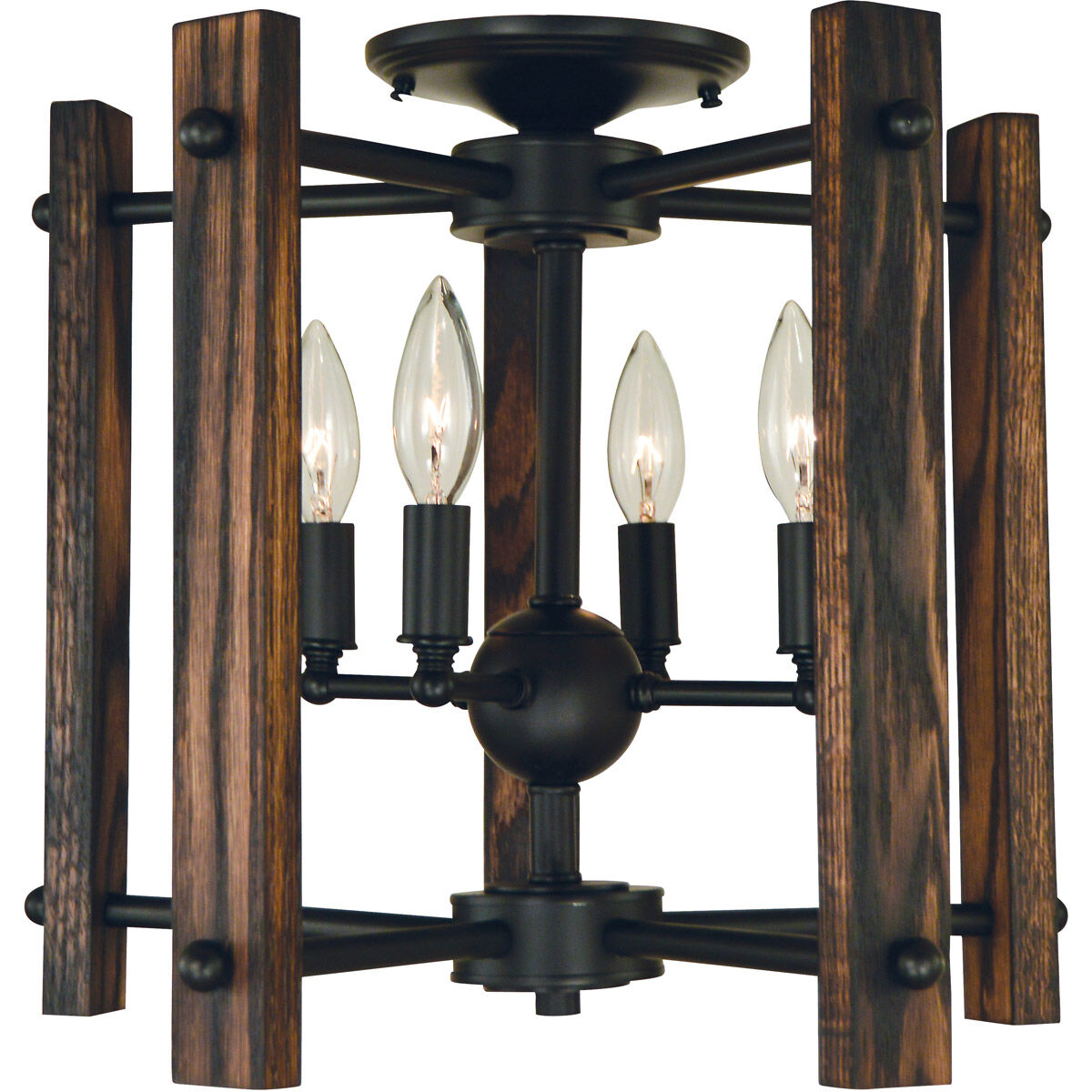 Modern Farmhouse 4 Light 14 inch Matte Black Dual Mount Chandelier Ceiling Light, Dual Mount