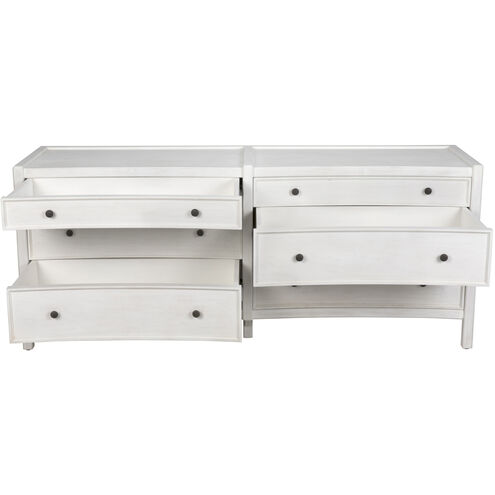 Hampton White Wash Dresser, 6 Drawer