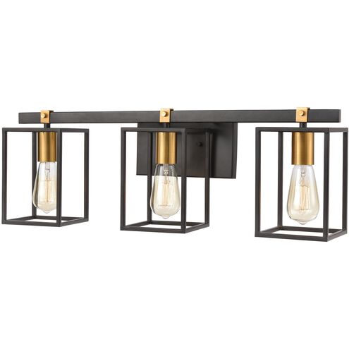 Cloe 3 Light 26 inch Matte Black with Brushed Brass Vanity Light Wall Light