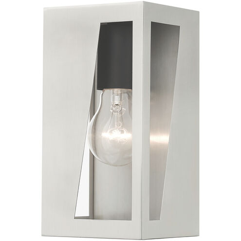 Forsyth 1 Light 8.5 inch Brushed Nickel with Black Finish Accents Outdoor Wall Lantern, Small