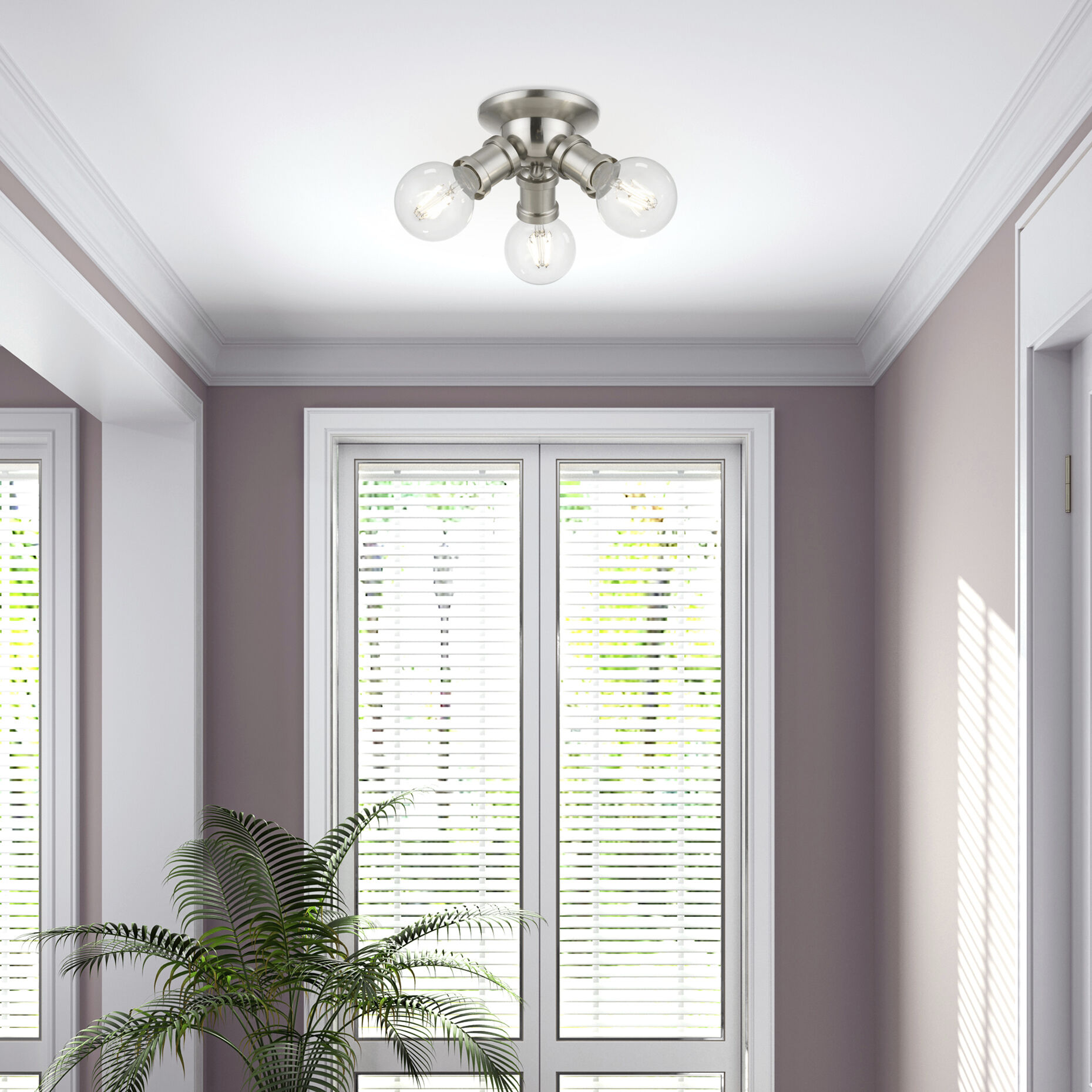 Lansdale 3 Light 7 inch Brushed Nickel Flush Mount Ceiling Light