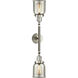 Franklin Restoration Small Bell 2 Light 15 inch Brushed Satin Nickel Bath Vanity Light Wall Light in Silver Plated Mercury Glass, Franklin Restoration