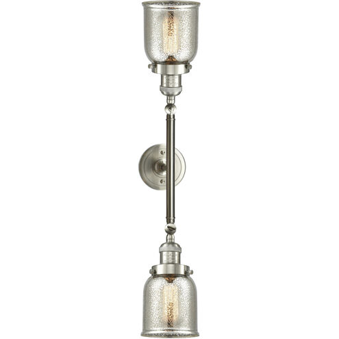 Franklin Restoration Small Bell 2 Light 15 inch Brushed Satin Nickel Bath Vanity Light Wall Light in Silver Plated Mercury Glass, Franklin Restoration
