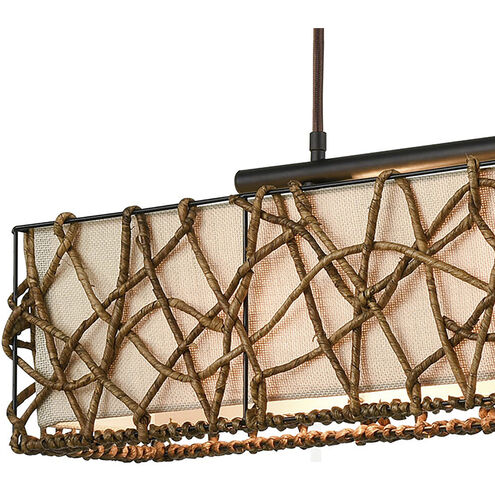 Bindan 3 Light 39 inch Natural with Bronze Linear Chandelier Ceiling Light
