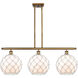 Ballston Large Farmhouse Rope 3 Light 36 inch Brushed Brass Island Light Ceiling Light in White Glass with White Rope, Ballston