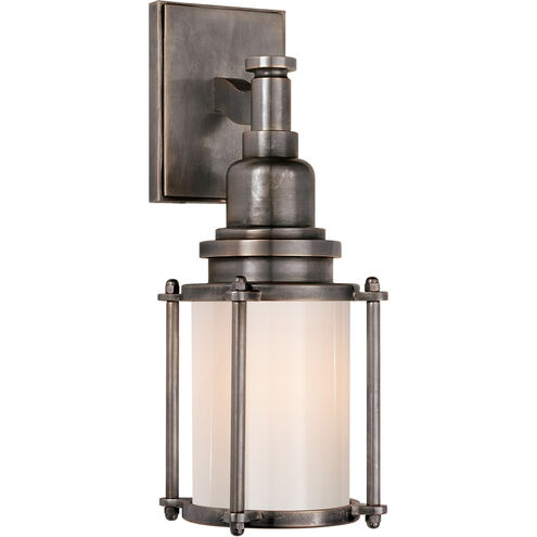 Chapman & Myers Stanway 1 Light 4 inch Bronze Bath Sconce Wall Light in White Glass