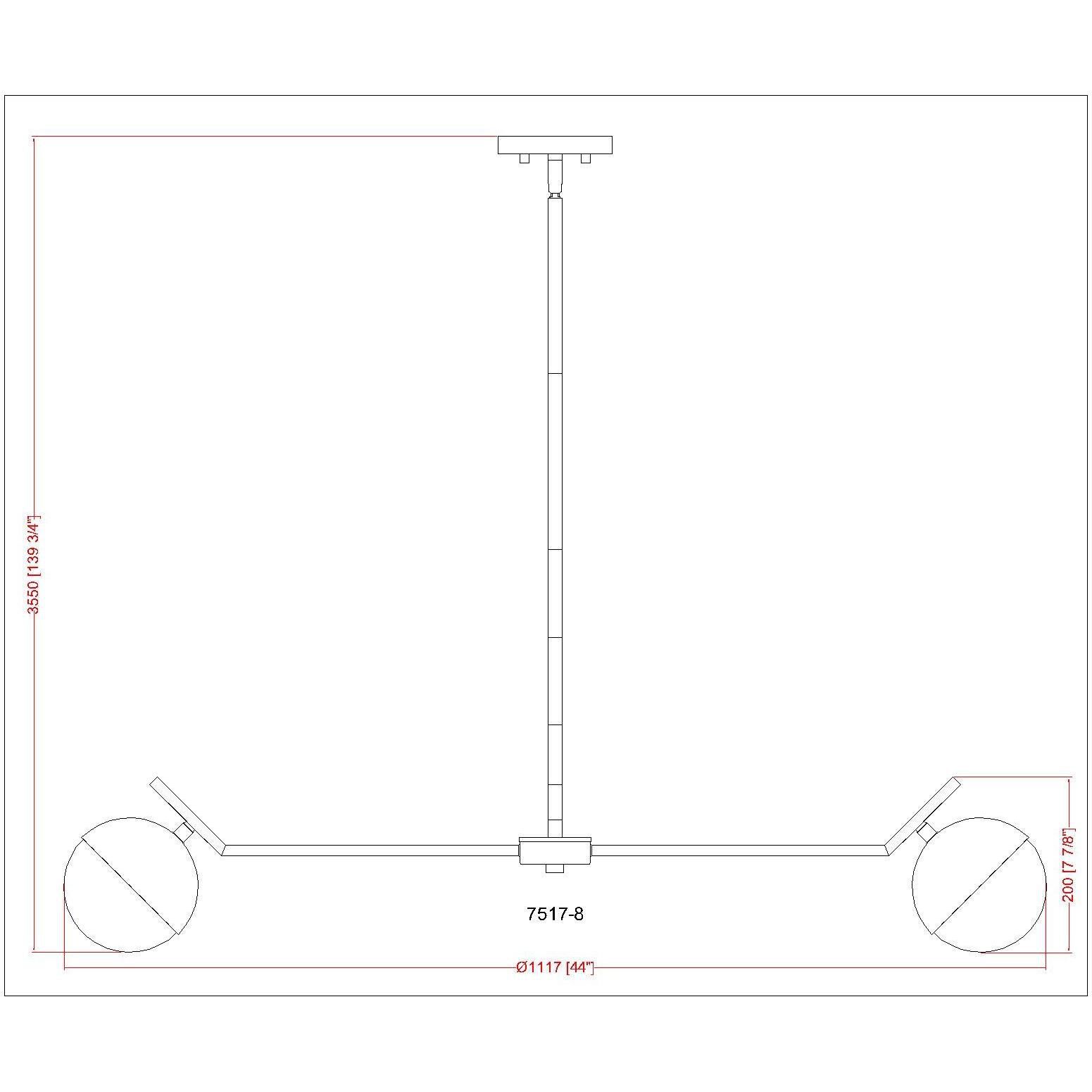 Realm Sphere 8 Light 44 inch Brushed Nickel Chandelier Ceiling Light