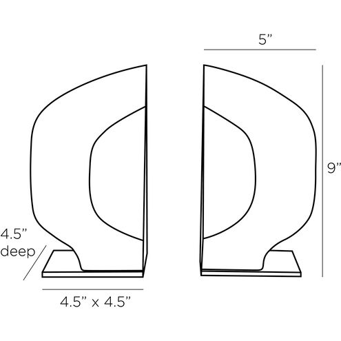 Saffron 5 inch Ivory Bookends, Set of 2